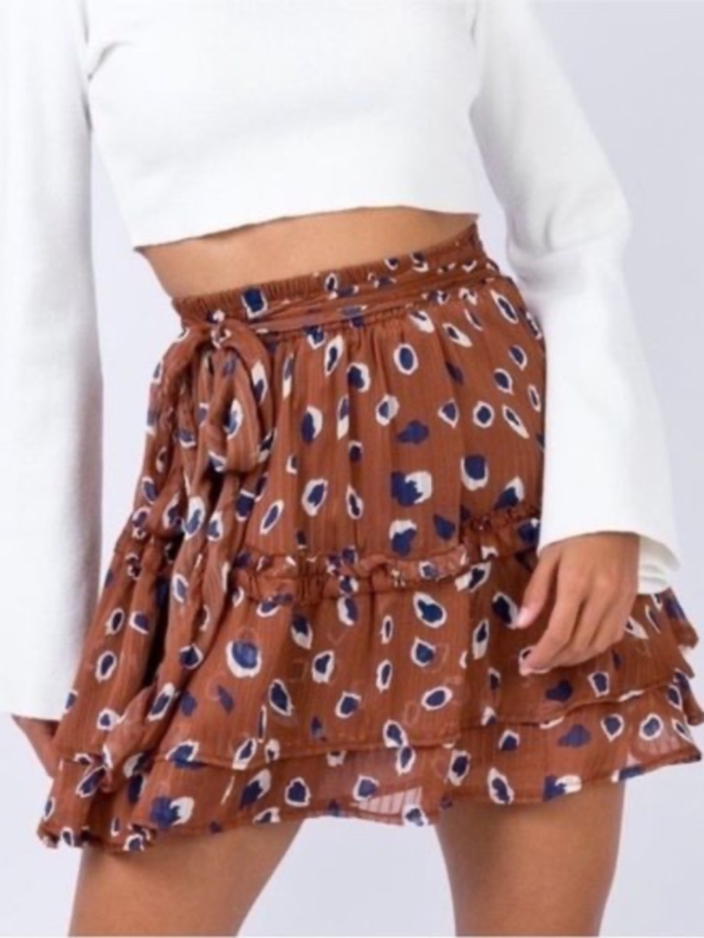 Princess Polly Worton Mini Skirt Brown Blue